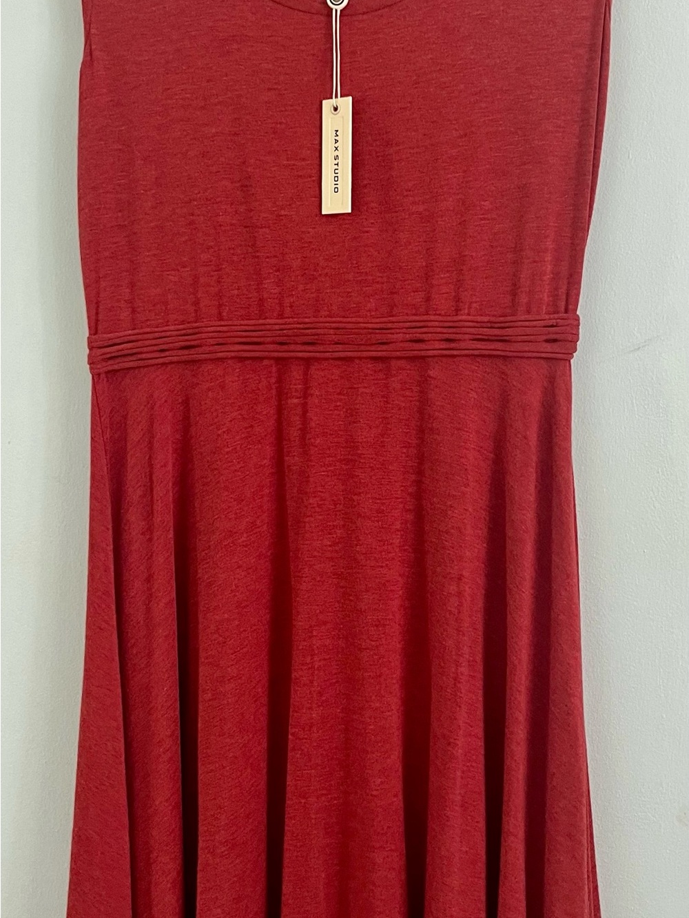Max Studio Soft Crimson Red Sleeveless Fit-and-Flare Dress - Picture 7 of 15